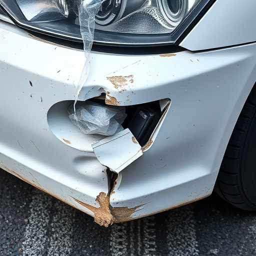 damaged car bumper