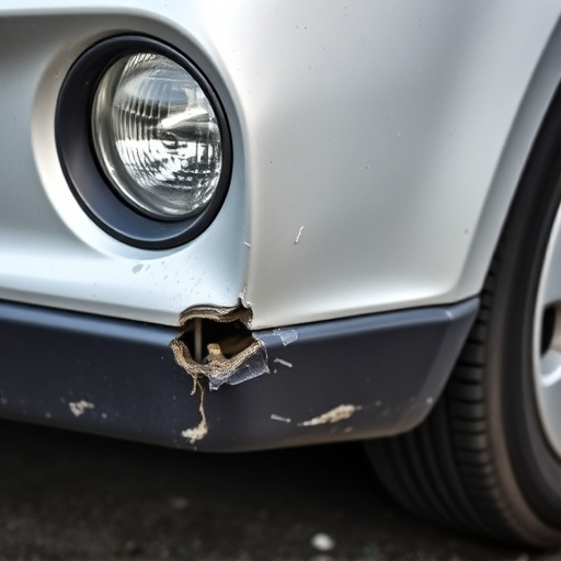 damaged car bumper