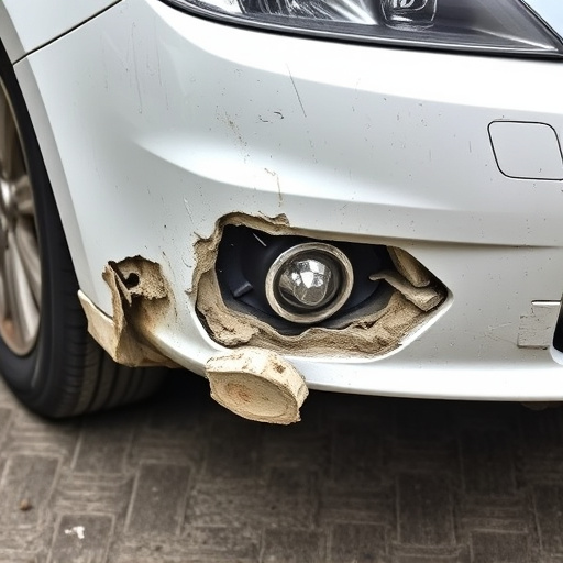 damaged car bumper