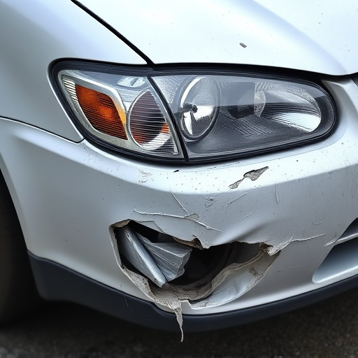 damaged car bumper
