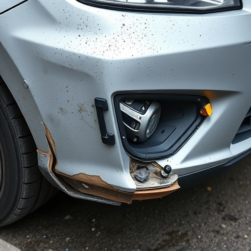 damaged car bumper