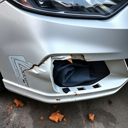 damaged car bumper