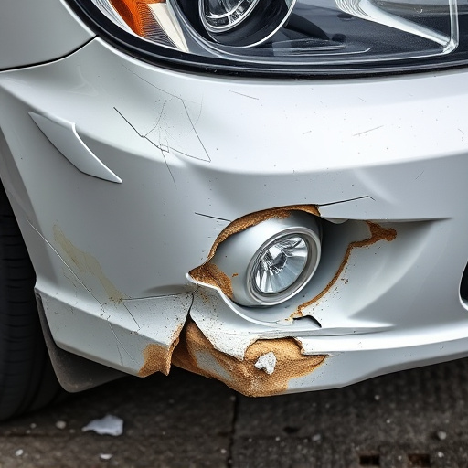 damaged car bumper