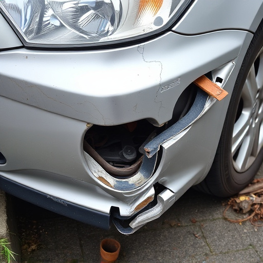 damaged car bumper