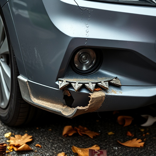 damaged car bumper