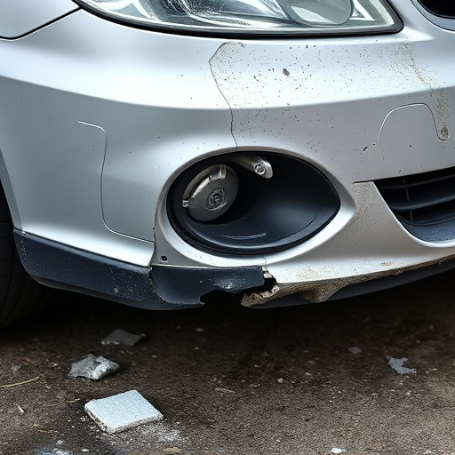 damaged car bumper