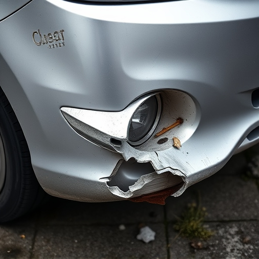 damaged car bumper