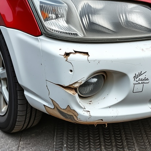 damaged car bumper