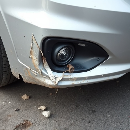damaged car bumper