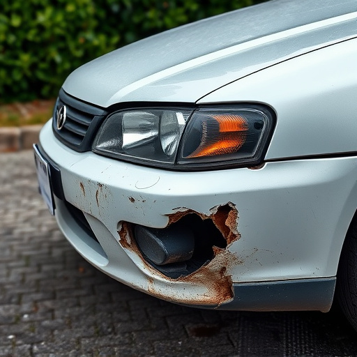 damaged car bumper