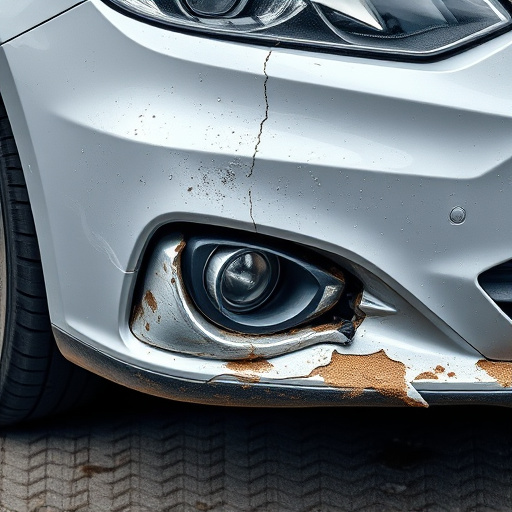 damaged car bumper