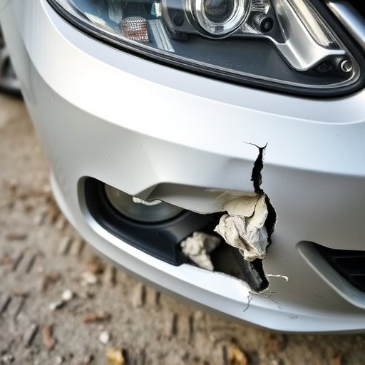 damaged car bumper