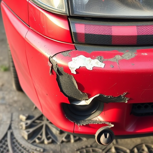 damaged car bumper