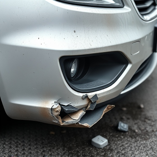 damaged car bumper