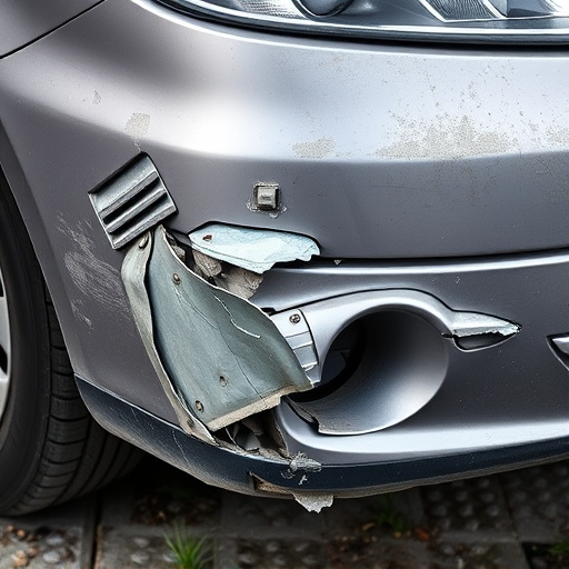 damaged car bumper