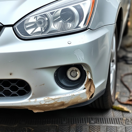 damaged car bumper