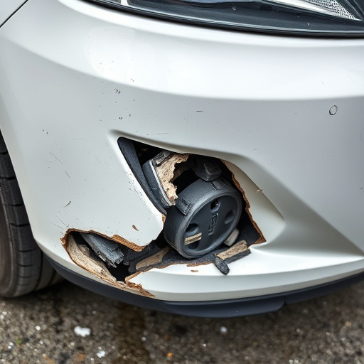 damaged car bumper