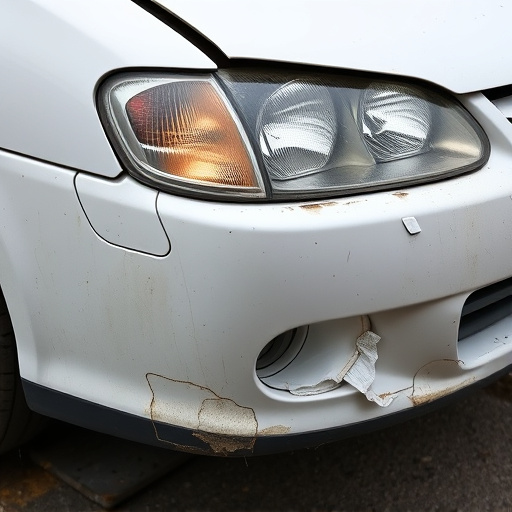 damaged car bumper