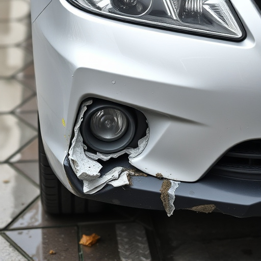 damaged car bumper