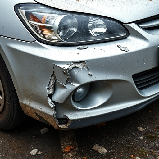 damaged car bumper