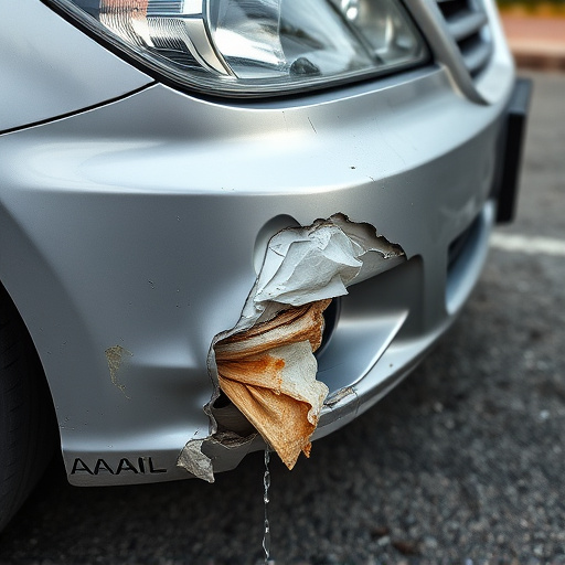 damaged car bumper