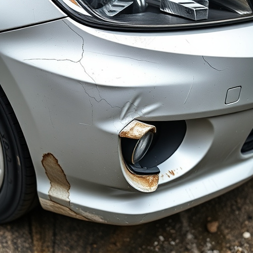 damaged car bumper