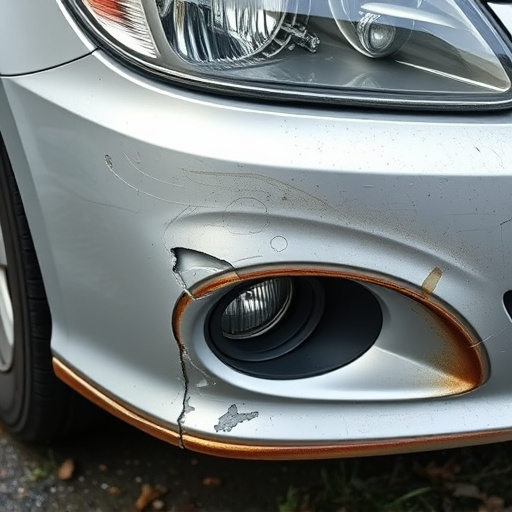 damaged car bumper