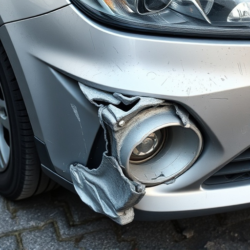 damaged car bumper