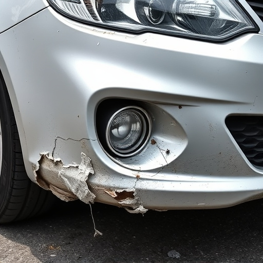 damaged car bumper