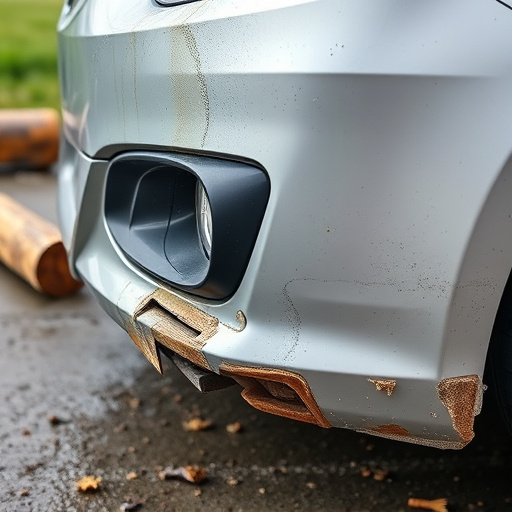 damaged car bumper