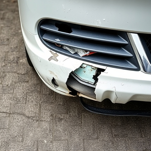 damaged car bumper