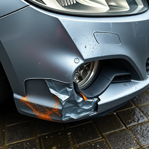 damaged car bumper