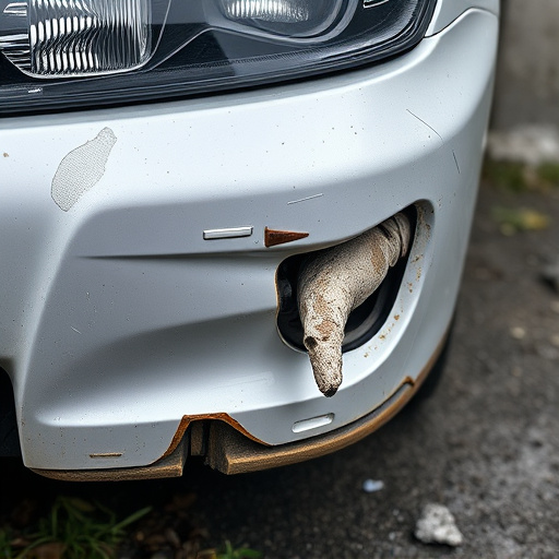 damaged car bumper
