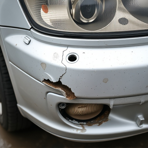 damaged car bumper