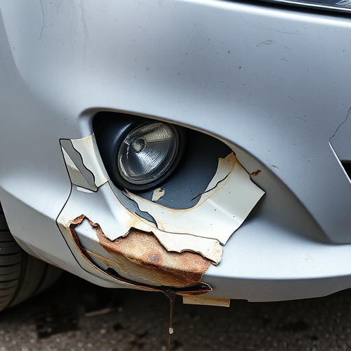 damaged car bumper
