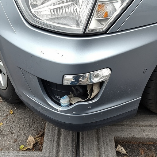 damaged car bumper