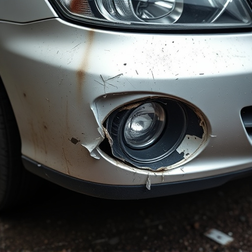 damaged car bumper