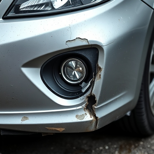 damaged car bumper