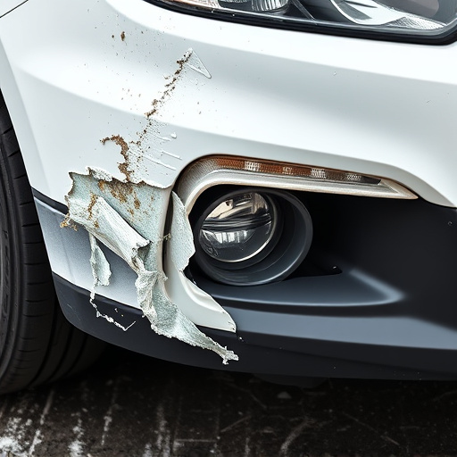 damaged car bumper