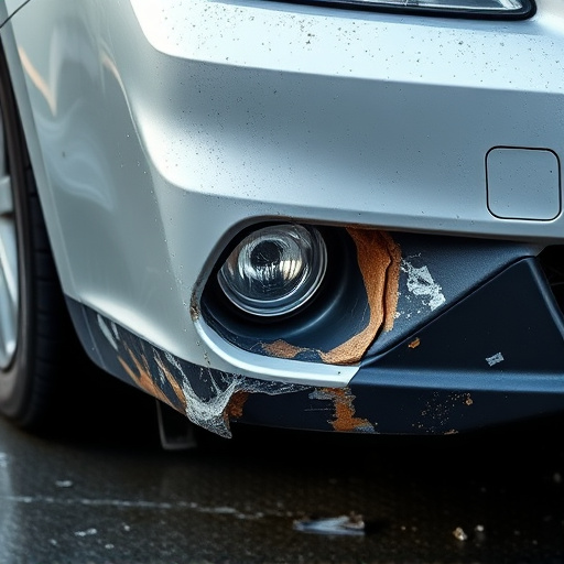 damaged car bumper