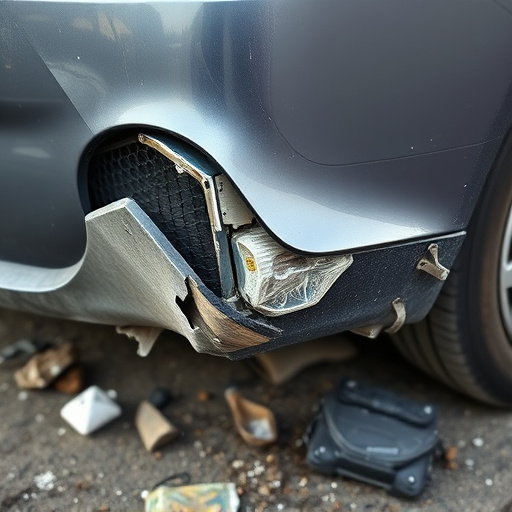 damaged car bumper