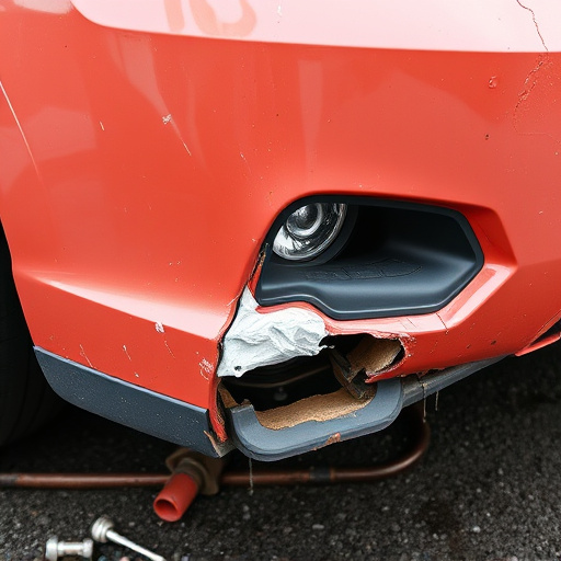 damaged car bumper