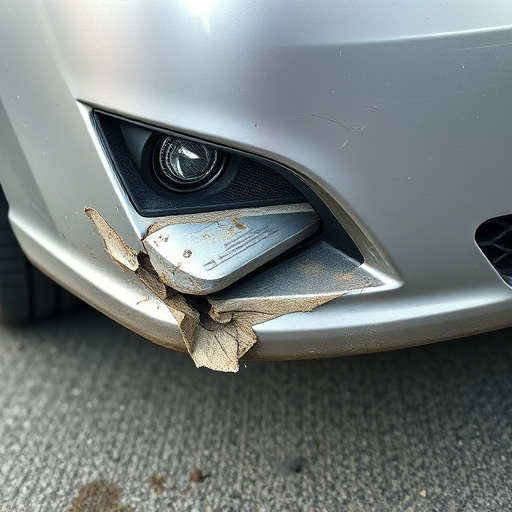 damaged car bumper