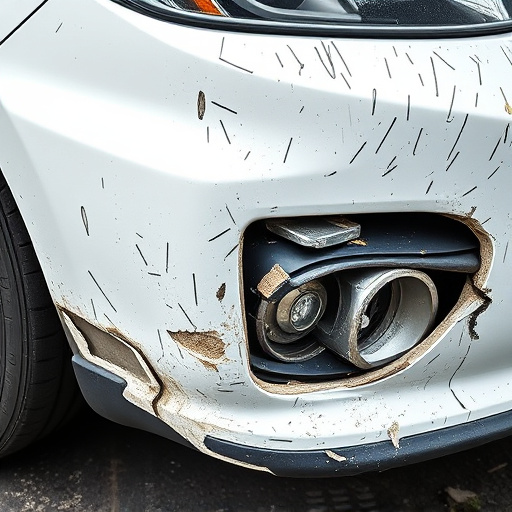 damaged car bumper