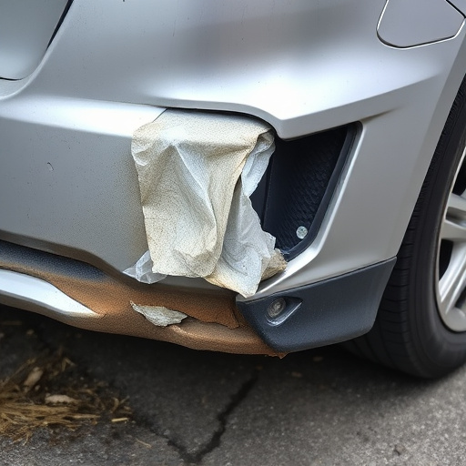 damaged car bumper