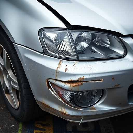 damaged car bumper