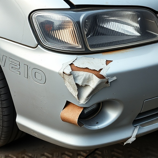 damaged car bumper