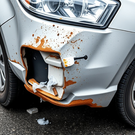 damaged car bumper
