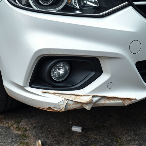 damaged car bumper