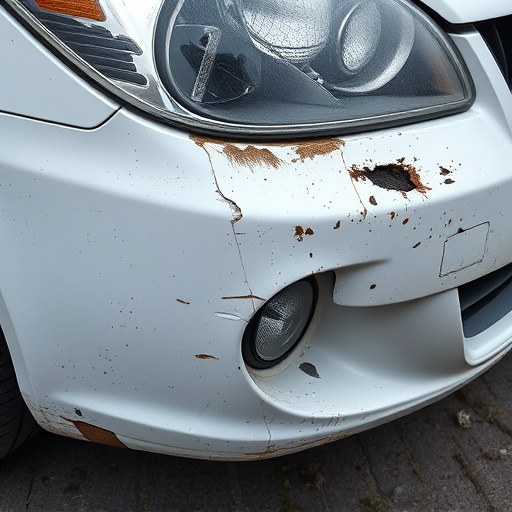 damaged car bumper